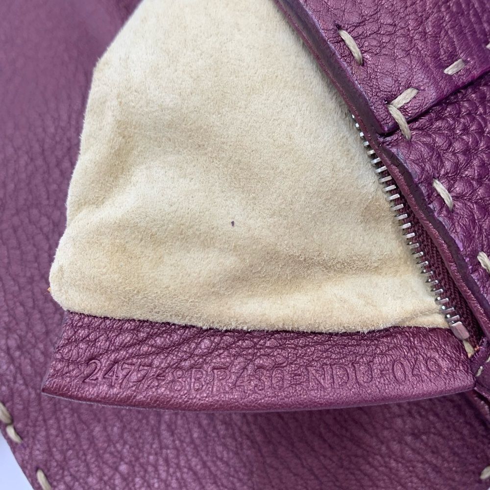 Auth Fendi Plum Selleria Leather Baguette Shoulder Bag Preloved Purse Excellent - Picture 12 of 14